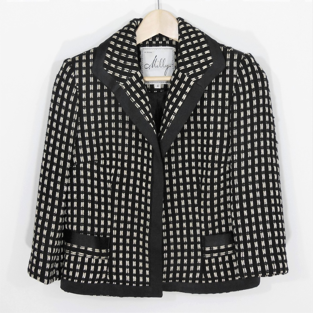 Sz 4 Milly Tweed Black and Gold Blazer